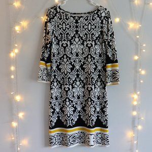 Wrinkle Free Paisley Damask Work Dress | 089